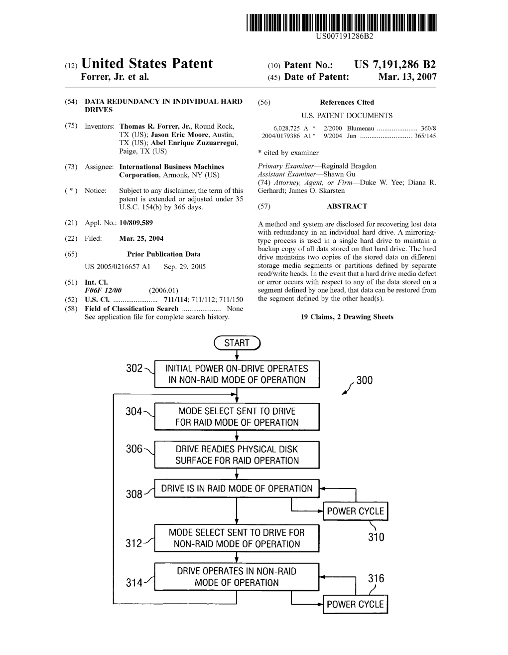 (12) United States Patent (10) Patent No.: US 7,191,286 B2 Forrer, Jr