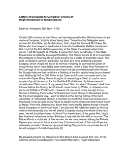 Letters of Delegates to Congress: Volume 21 Hugh Williamson to William Blount