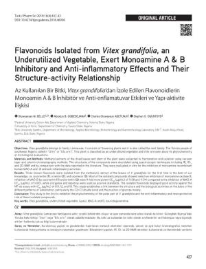 Flavonoids Isolated from Vitex Grandifolia, an Underutilized