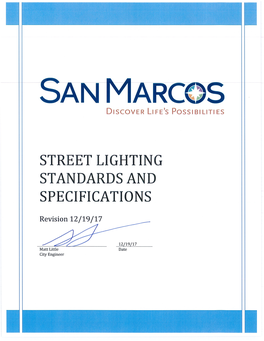 Street Lighting Standards and Specifications City of San Marcos