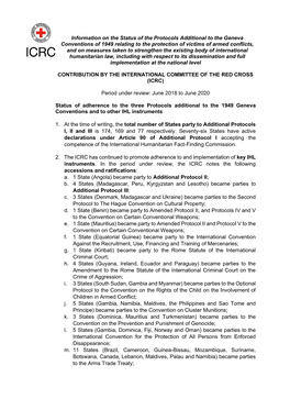 Status of the Protocols Additional to the Geneva Conventions of 1949