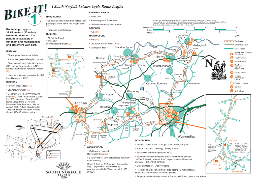 Bike It! Cycle Route One: Wymondham, Hingham, Barnham Broom