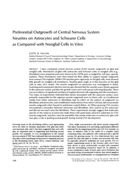 Preferential Outgrowth of Central Nervous System Neurites on Astrocytes and Schwann Cells As Compared with Nonglial Cells in Vitro