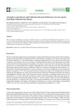 Two New Species from Baja California Sur, Mexico