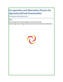 Co-‐Operative and Alternative Finance for Agricultural/Food
