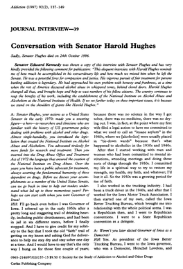 Conversation with Senator Harold Hughes