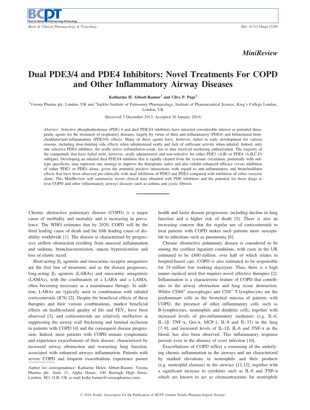 Dual PDE34 and PDE4 Inhibitors