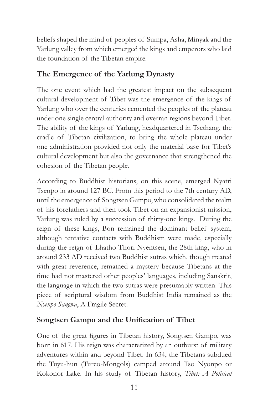 11 the Emergence of the Yarlung Dynasty Songtsen Gampo and The