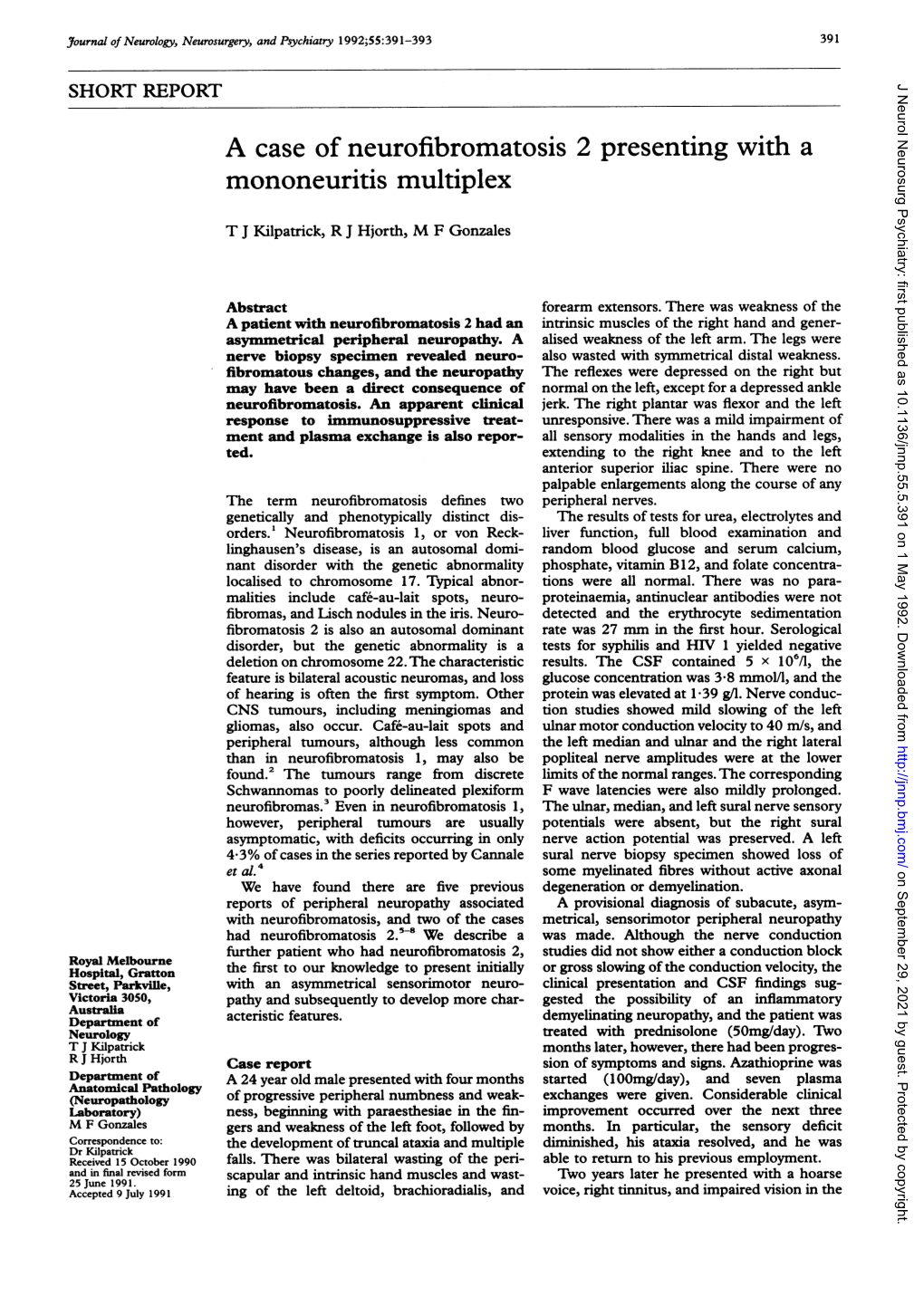 A Case of Neurofibromatosis 2 Presenting with a Mononeuritis Multiplex