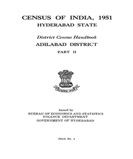 District Census Handbook, Adilabad, Part II