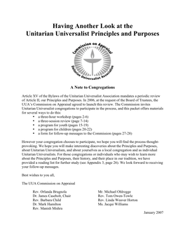 Having Another Look at the Unitarian Universalist Principles and Purposes