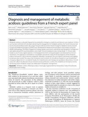 Diagnosis and Management of Metabolic Acidosis: Guidelines From