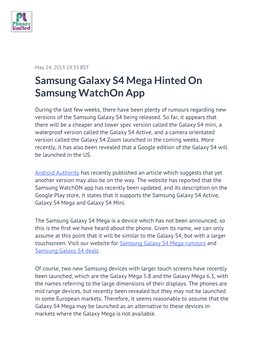 Samsung Galaxy S4 Mega Hinted on Samsung Watchon App