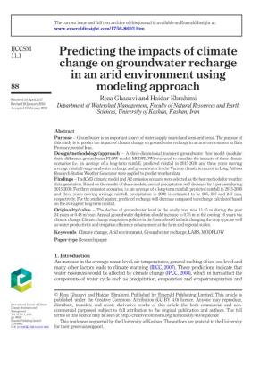 Predicting the Impacts of Climate Change on Groundwater Recharge in an Arid Environment Using 88 Modeling Approach