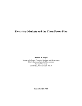 Electricity Markets and the Clean Power Plan