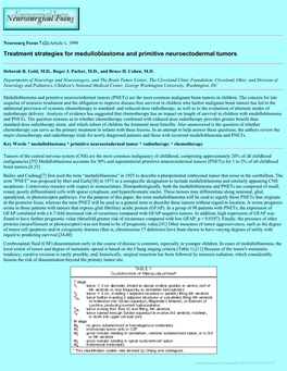 Article 1, 1999 Treatment Strategies for Medulloblastoma and Primitive Neuroectodermal Tumors