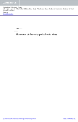 The Status of the Early Polyphonic Mass