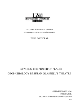 Geopathology in Susan Glaspell's Theatre