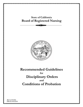 Recommended Guidelines for Disciplinary Orders and Conditions of Probation