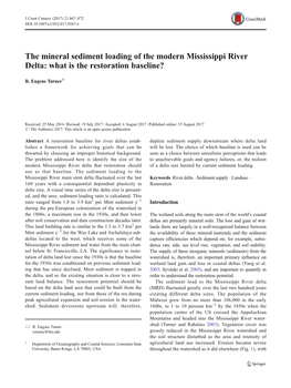 The Mineral Sediment Loading of the Modern Mississippi River Delta: What Is the Restoration Baseline?