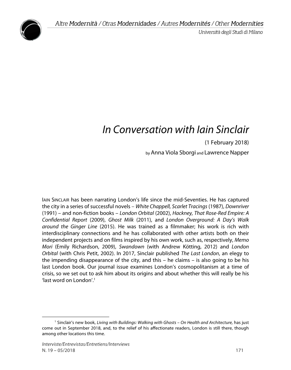 In Conversation with Iain Sinclair