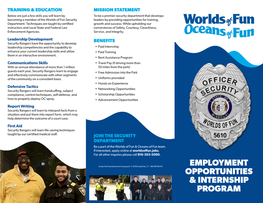 Worlds of Fun Internship Program Flyer