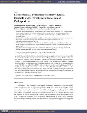 Electrochemical Evaluation of Nitroxyl Radical Catalysts and Electrochemical Detection of Cyclosporin A