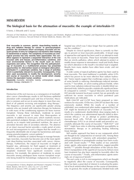 MINI-REVIEW the Biological Basis for the Attenuation of Mucositis