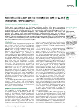 Genetic Susceptibility, Pathology, and Implications for Management