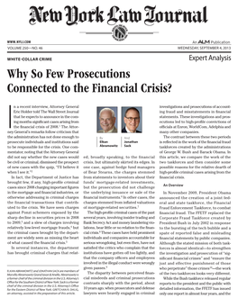 Why So Few Prosecutions Connected to the Financial Crisis?