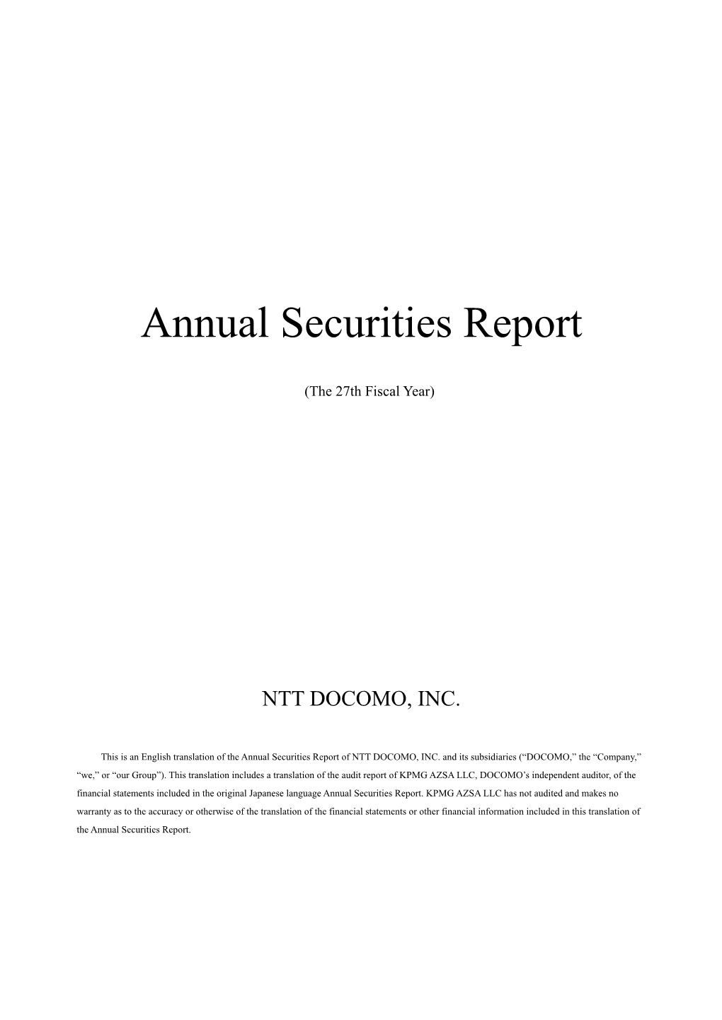 Annual Securities Report