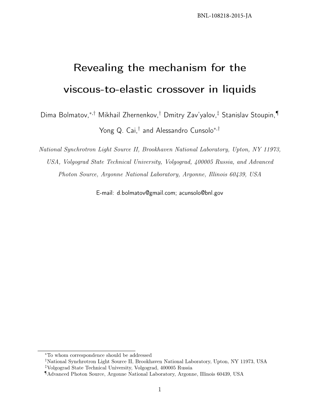 Revealing the Mechanism for the Viscous-To-Elastic Crossover in Liquids