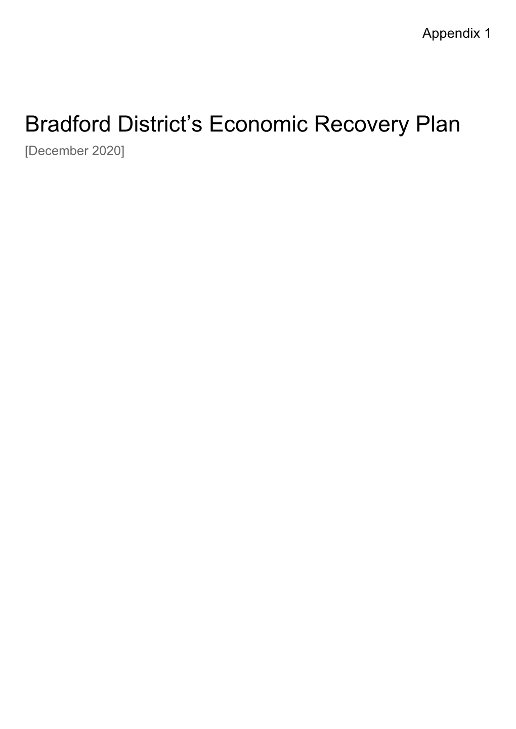 Bradford District's Economic Recovery Plan