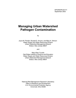 Managing Urban Watershed Pathogen Contamination
