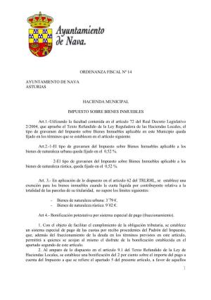 1 Ordenanza Fiscal Nº 14 Ayuntamiento De Nava