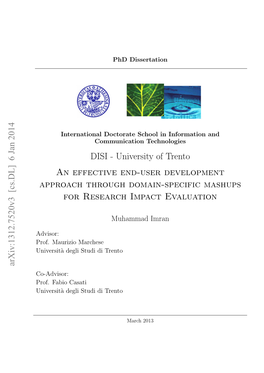 University of Trento an Effective End-User Development Approach Through Domain-Specific Mashups for Research Impact Evaluation