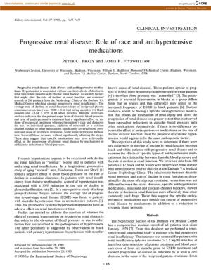 Progressive Renal Disease: Role of Race and Antihypertensive Medications