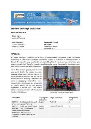 Student Exchange Evaluation