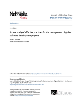 A Case Study of Effective Practices for the Management of Global Software Development Projects