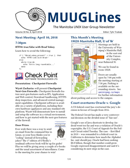 Muuglines the Manitoba UNIX User Group Newsletter