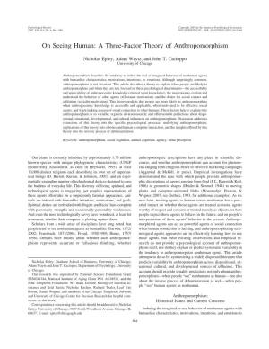 On Seeing Human: a Three-Factor Theory of Anthropomorphism