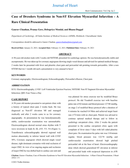 Case of Dresslers Syndrome in Non-ST Elevation Myocardial Infarction - a Rare Clinical Presentation