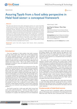 Assuring Tayyib from a Food Safety Perspective in Halal Food Sector: a Conceptual Framework