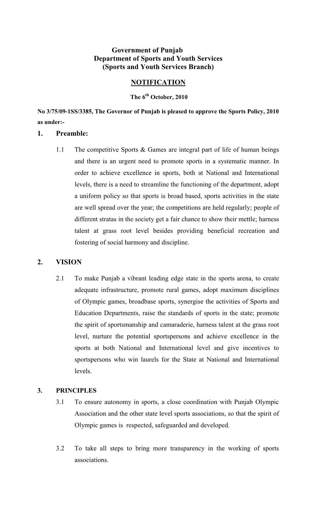 SPORTS POLICY 2010.Pdf