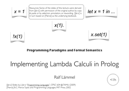 Implementing Lambda Calculi in Prolog
