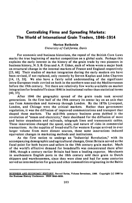 The World of International Grain Traders, 1846-1914