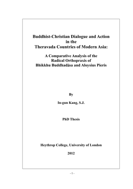 Buddhist-Christian Dialogue and Action in the Theravada Countries of Modern Asia------233