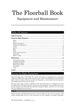 The Floorball Book Equipment