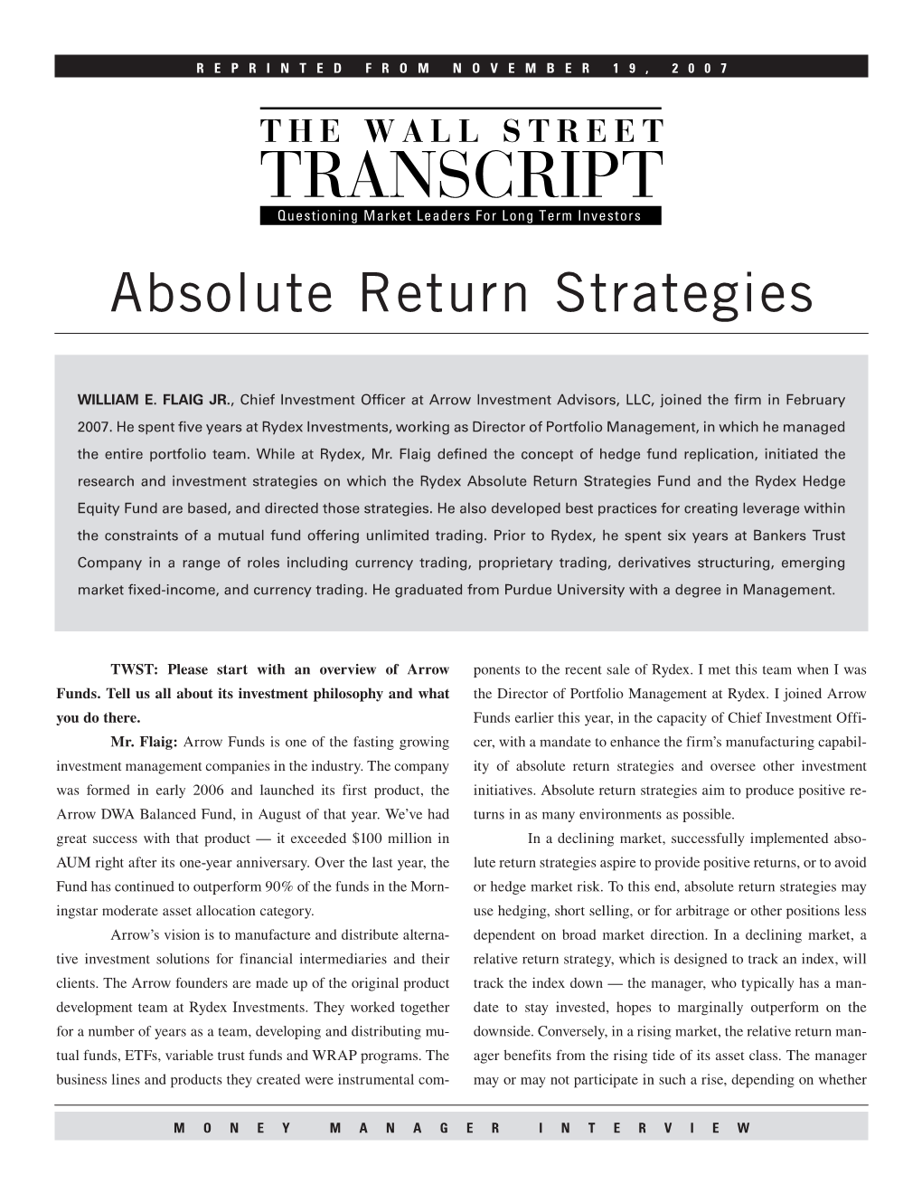 Absolute Return Strategies