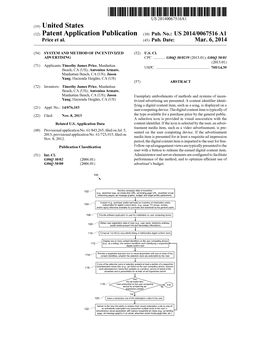 (12) Patent Application Publication (10) Pub. No.: US 2014/0067516 A1 Price Et Al